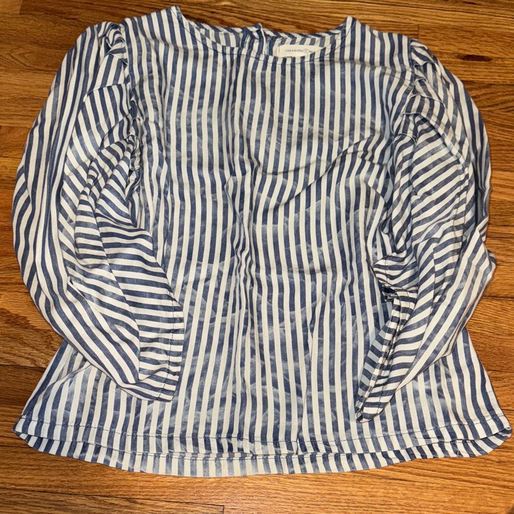Treasure & Bond Blue and White Striped Kids Blouse